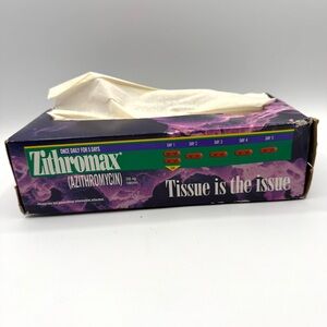 Vintage 1993 Zithromax “Tissue is the Issue” Advertising Tissue Box Collectible